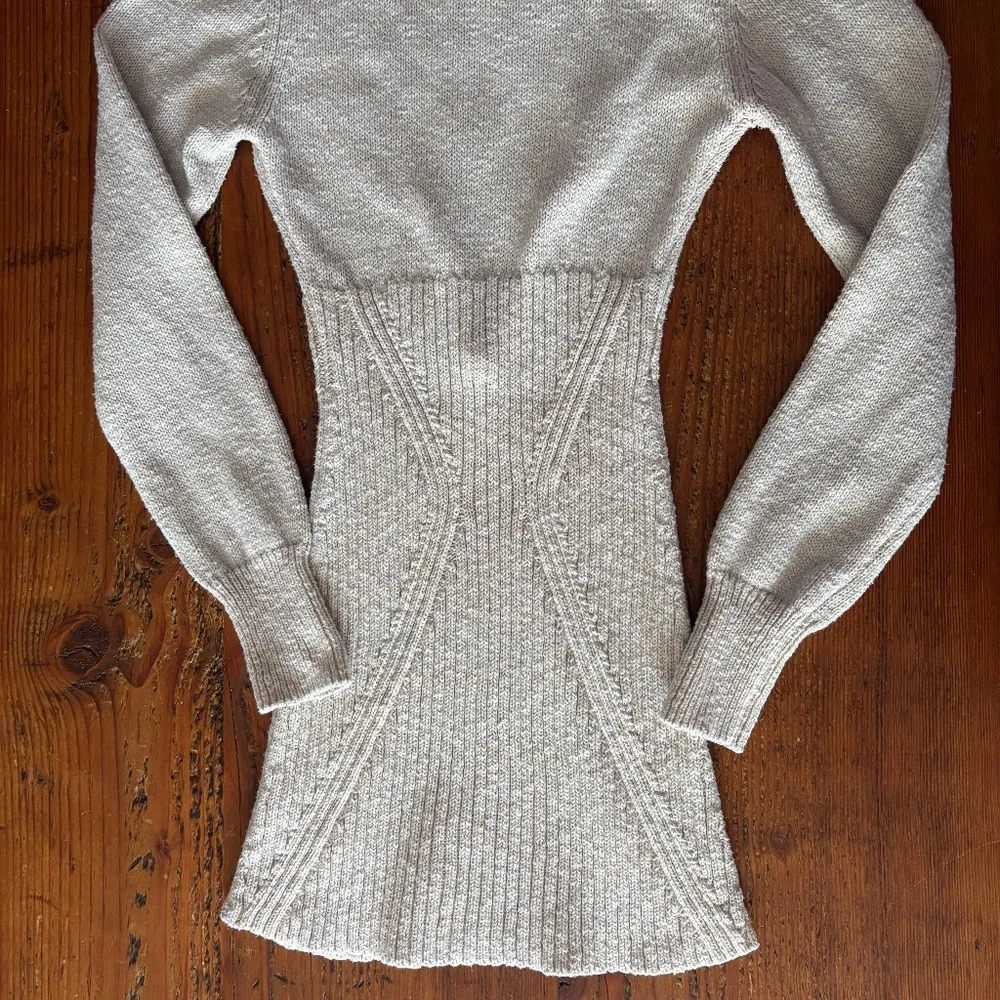 Free People Mont Blanc Mini Sweater Dress, Tan Oatmeal Color, Size Medium, Zip